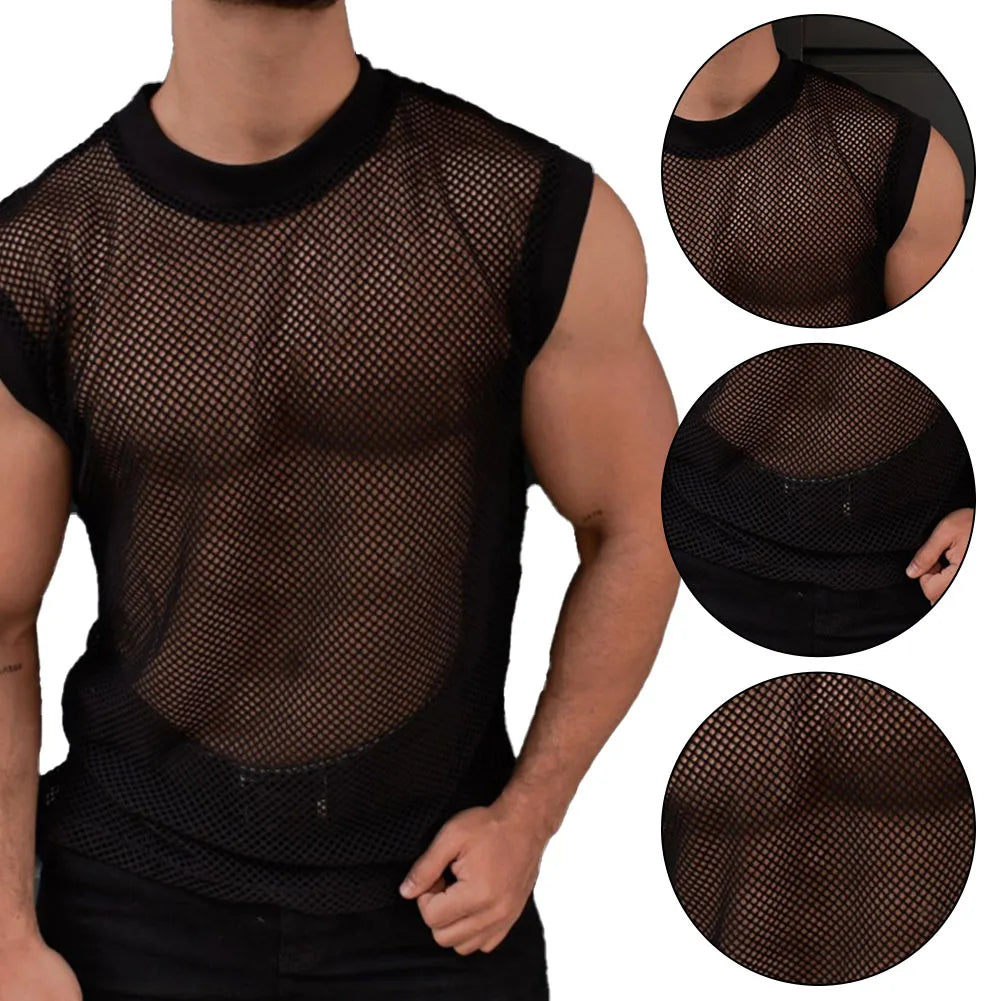 For Men Mens See-through T Shirt Mens T Shirt For Party Nightclubs Brand New Crew Neck Polyester Fabric Regular Length