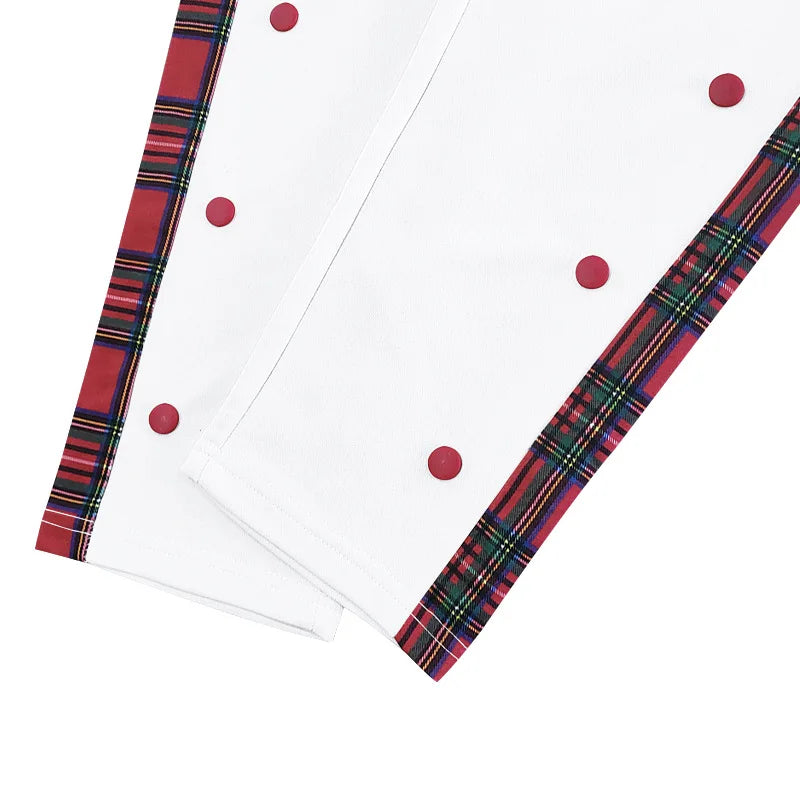 American New Men's Sports Pants Spring and Autumn Breasted Plaid Stitching Design Casual Pants Loose Straight Men's Sweatpants