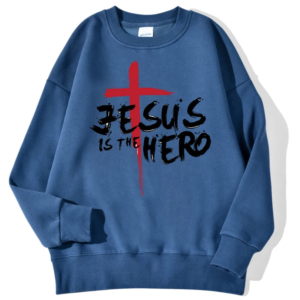 Jesus Is The Hero Sweatshirt Women Fashion Fleece Hoodies Autumn Fleece Hoodie Casual Oversize Clothing Male