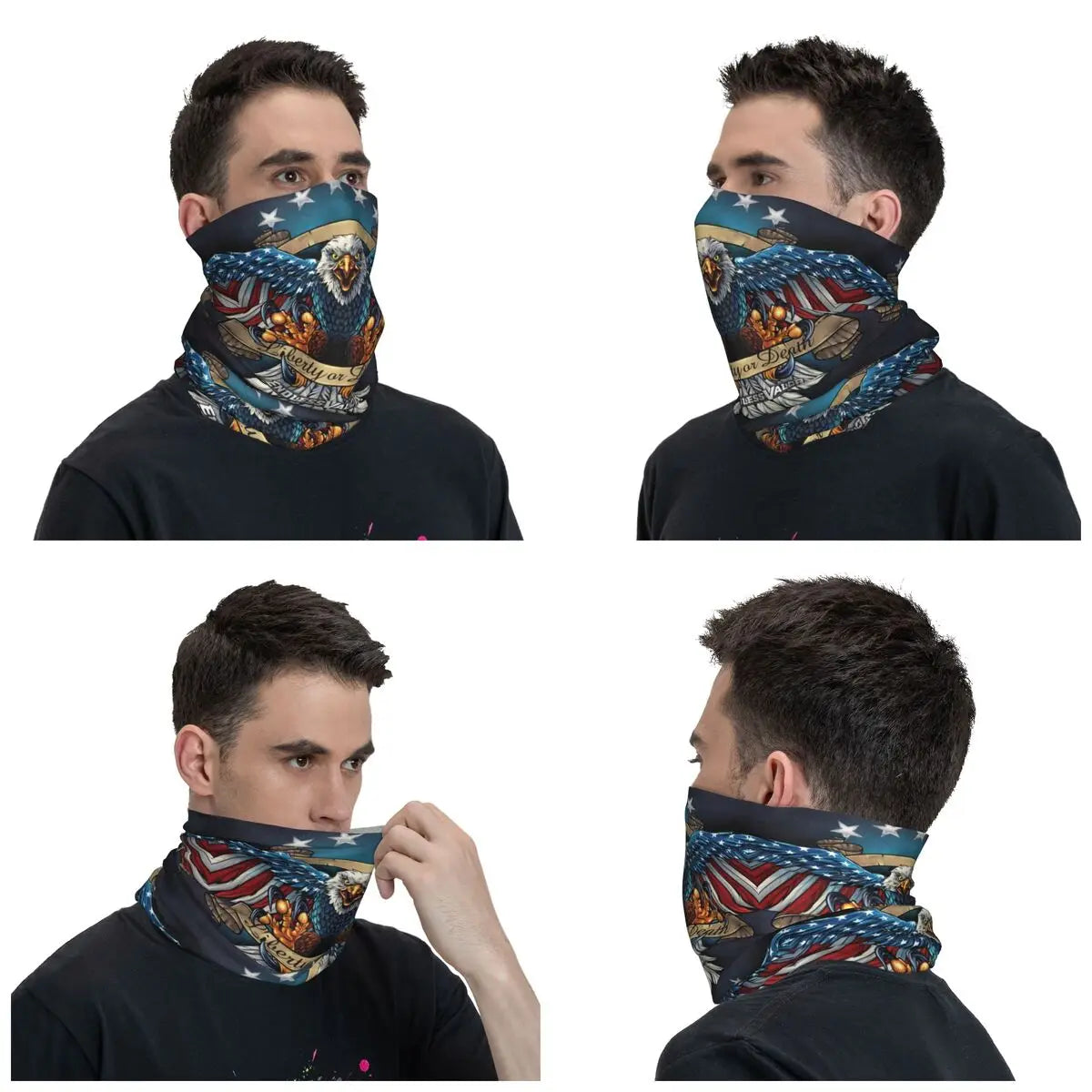 US Flag Wings Eagle Winter Headband Neck Warmer Men Women Hiking Cycling Tube Scarf American Flag Face Bandana Gaiter