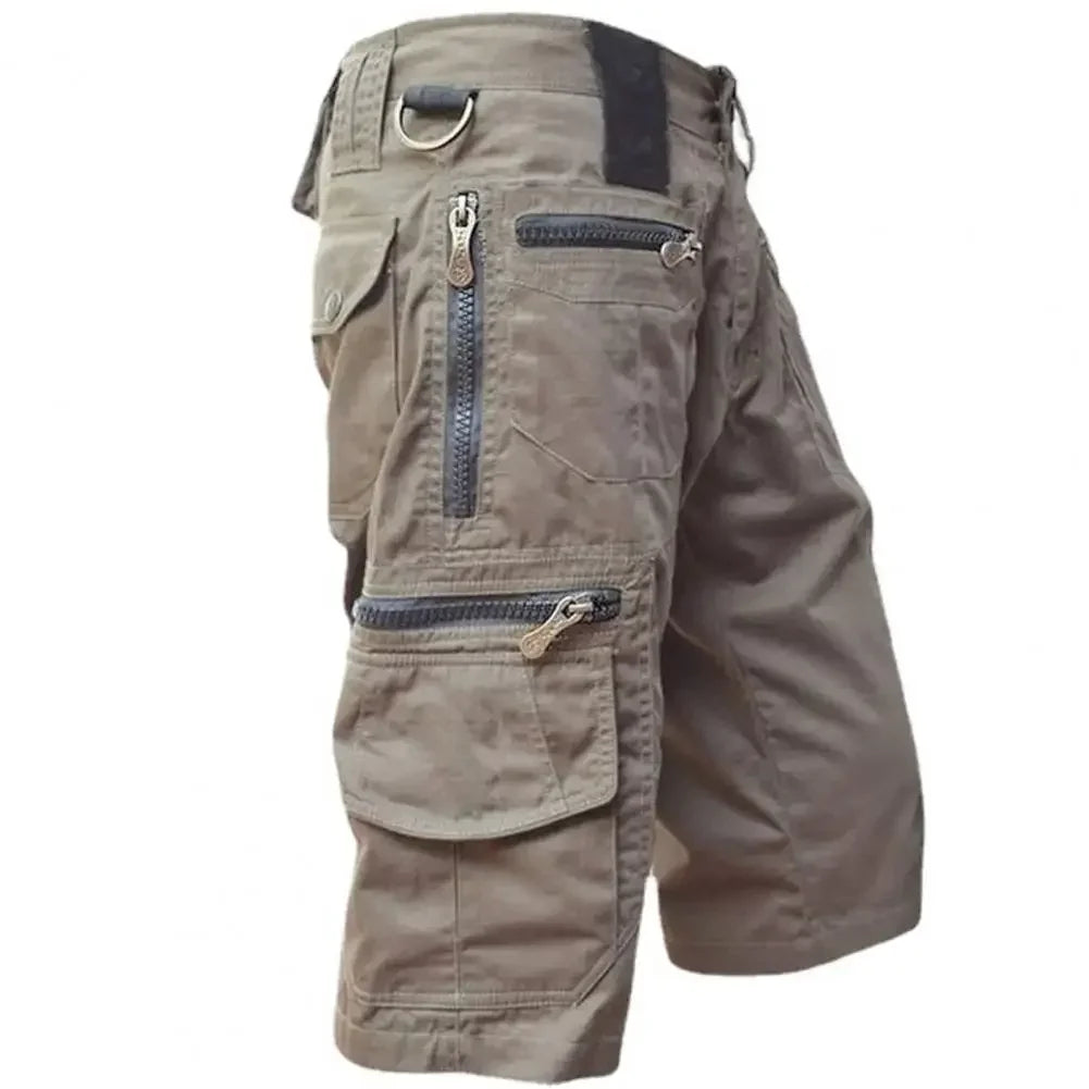Men's Military Uniform Cargo Shorts Tactical Jogging Shorts Solid Color Multi-Pocket Summer Casual Straight Cargo Shorts Men