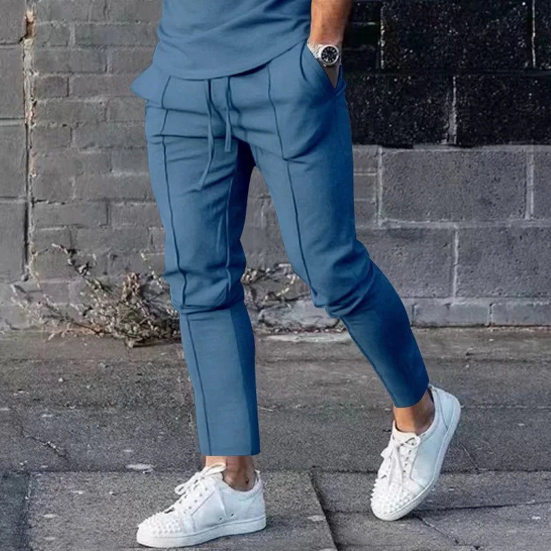 Men's Light Luxury Street New Comfortable Ruffled Pants, Casual Pants High Quality Fashion Solid Color Pocket Sports Men's Pants