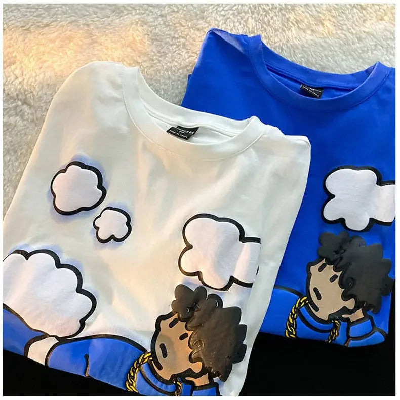 printed 100℅ cotton plus size top men clothing streetwear harajuku fashion  graphic t shirts oversized anime tees funny women