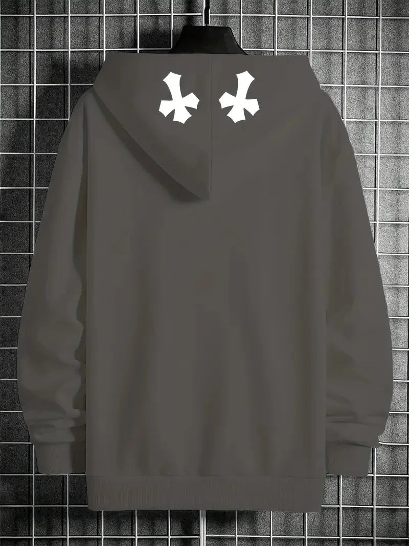 The new men's hoodie for the autumn of 2025 features street casual fashion hip-hop simplicity and 3D cross print
