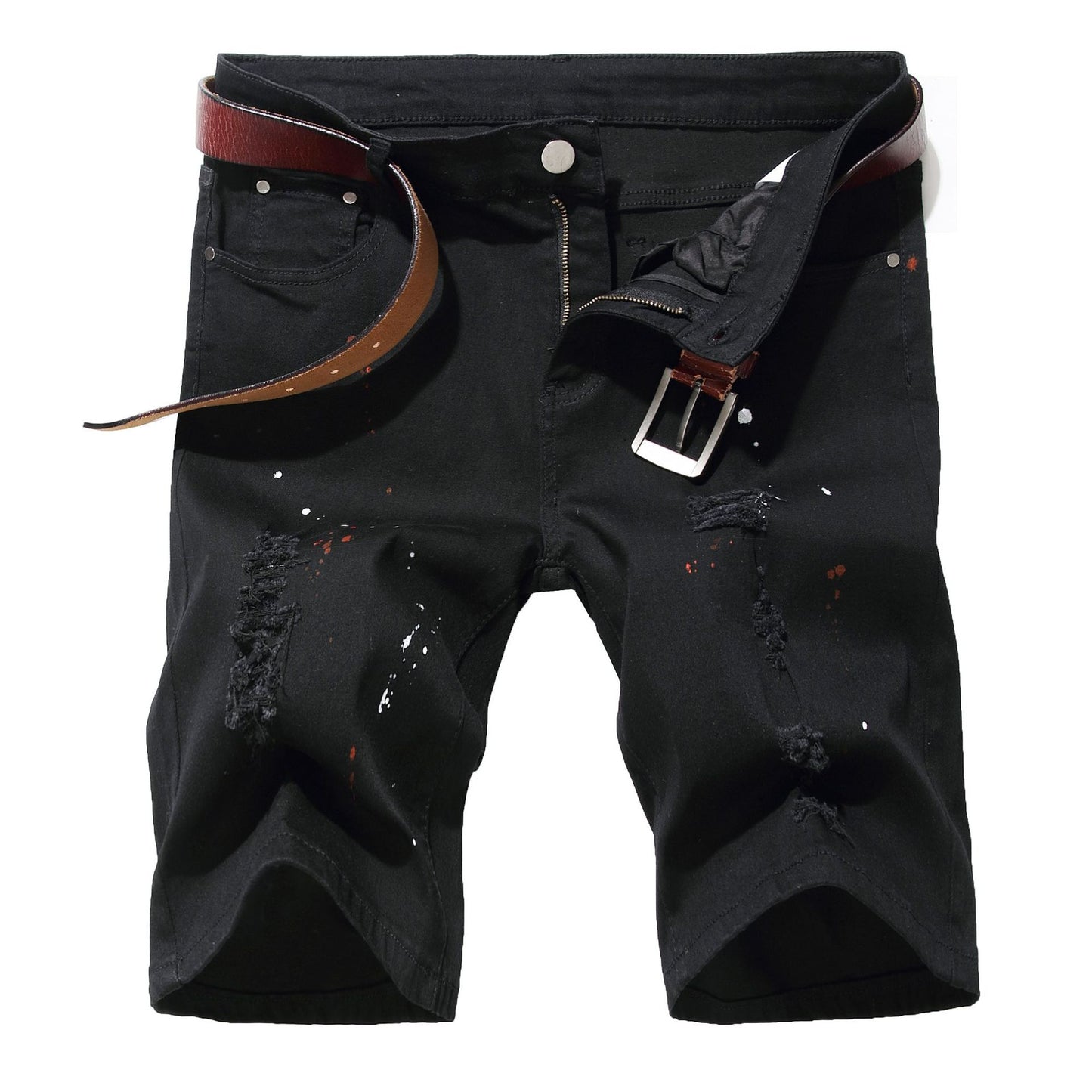 Two Colors Spliced Into Jeans Men's Fashion Casual Trousers and Shorts Red Green Yellow Denim Pants 28-38