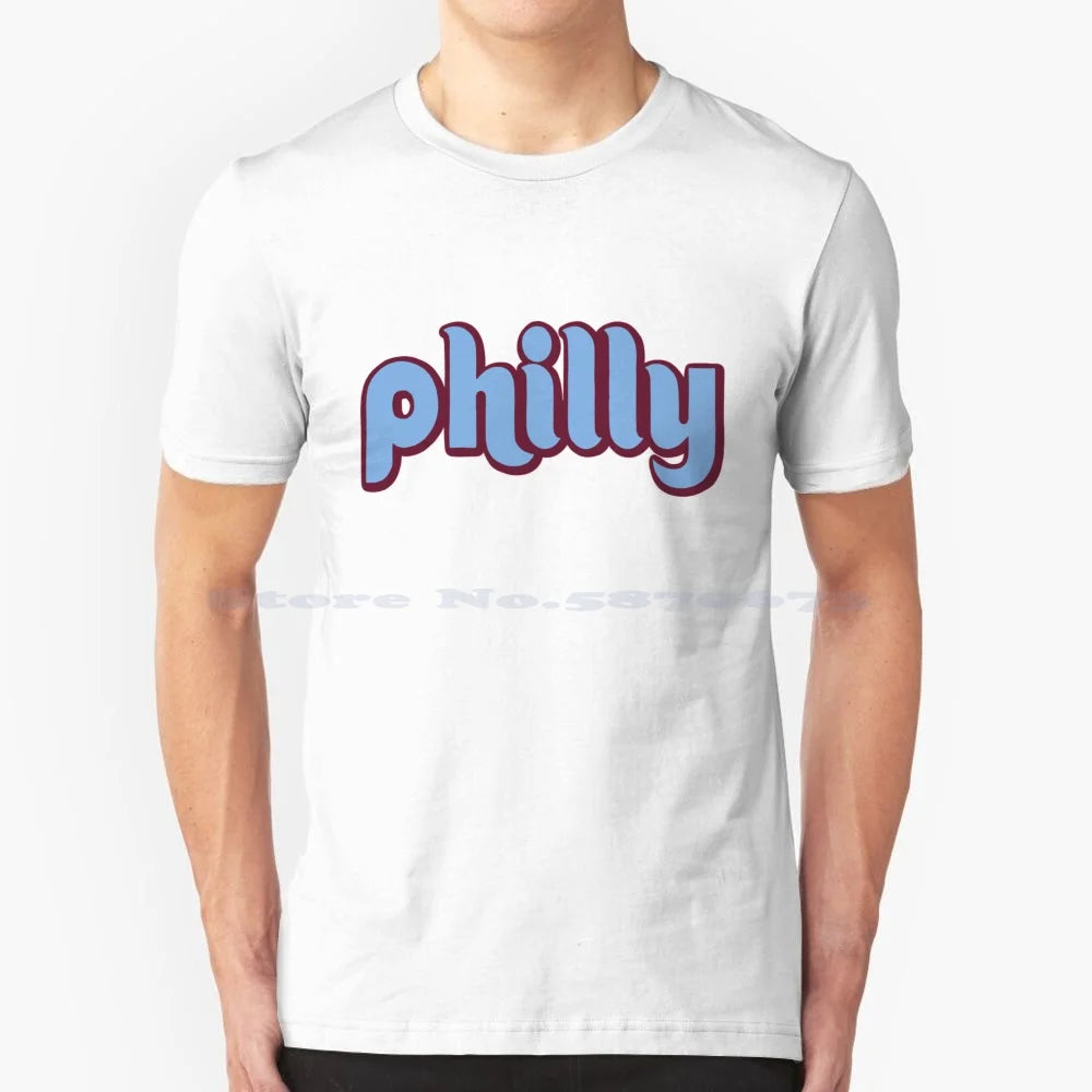 Philly Retro T Shirt 100% Cotton Tee Retro Philly Flyers Eagles History Die Hard Fans Philadelphia City Pennsylvania Blue