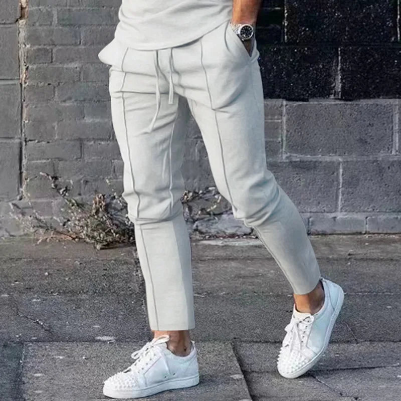 Men's Light Luxury Street New Comfortable Ruffled Pants, Casual Pants High Quality Fashion Solid Color Pocket Sports Men's Pants
