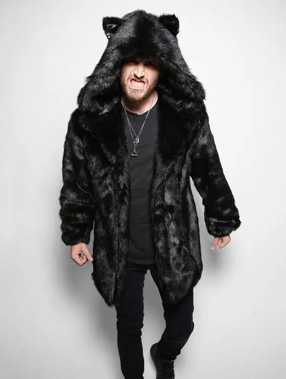 Casual Imitation Fur Jacket Coat Men's Winter Casual Warm Mink Coats Men's Long Coat Fur 2021 Winter New