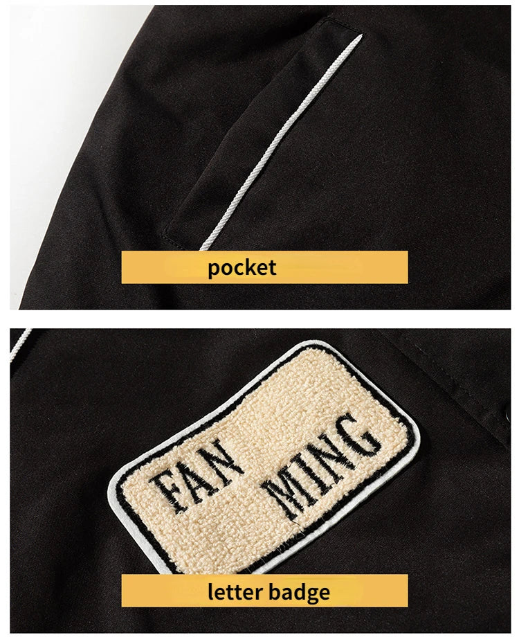 Winter Varsity Jacket Men Women Letter Badge American Baseball Jacket Street Fashion Hip Hop Coat Youth Couple Clothes Blue Red