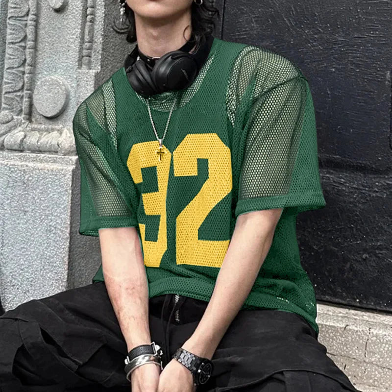 INCERUN Men T Shirt Mesh Transparent Printing O-neck Short Sleeve Sexy Men Clothing Streetwear Summer 2024 Fashion Male Tee Tops