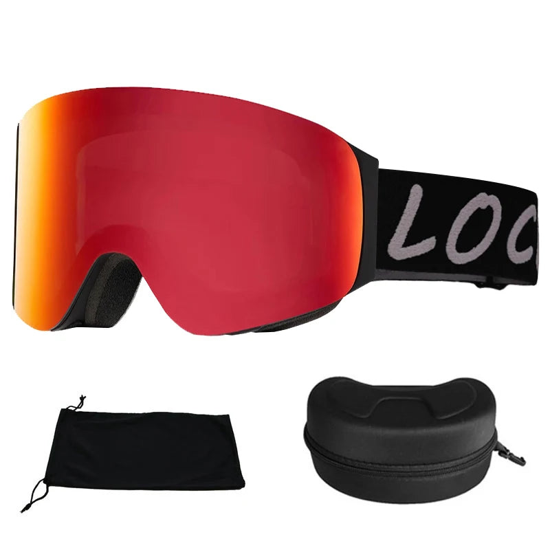 LOCLE Flip Up Magnetic Ski Goggles Men Women Snowboard Mask Anti-Fog Skiing Eyewear UV400 Snow Protection OTG Over The Glasses