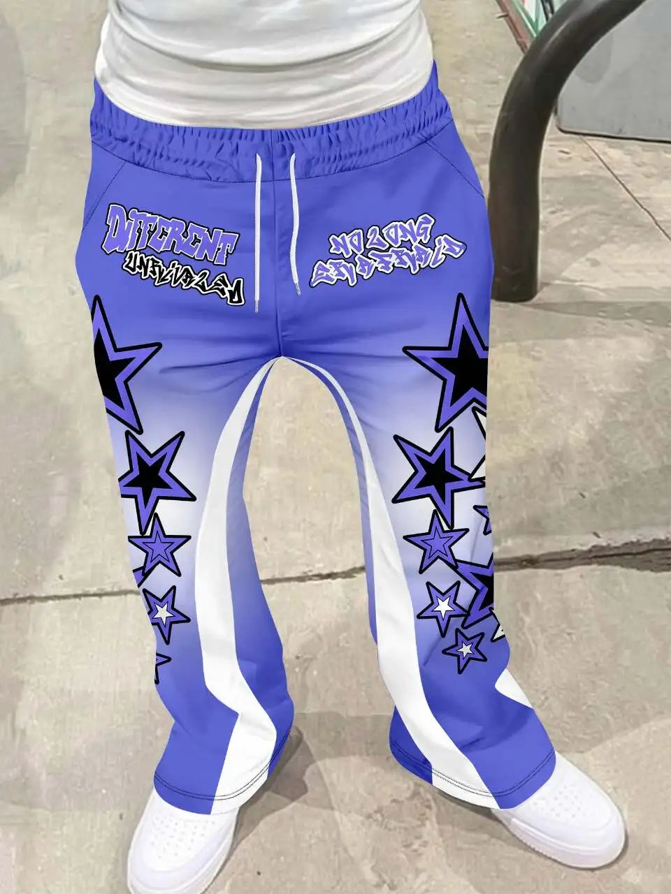 Y2k Flared Pants Men Loose 3D Print Trousers Casual Sweatpants Mid Waist Sporty Female Clothes Streetwear Hip Hop Vintage Pants