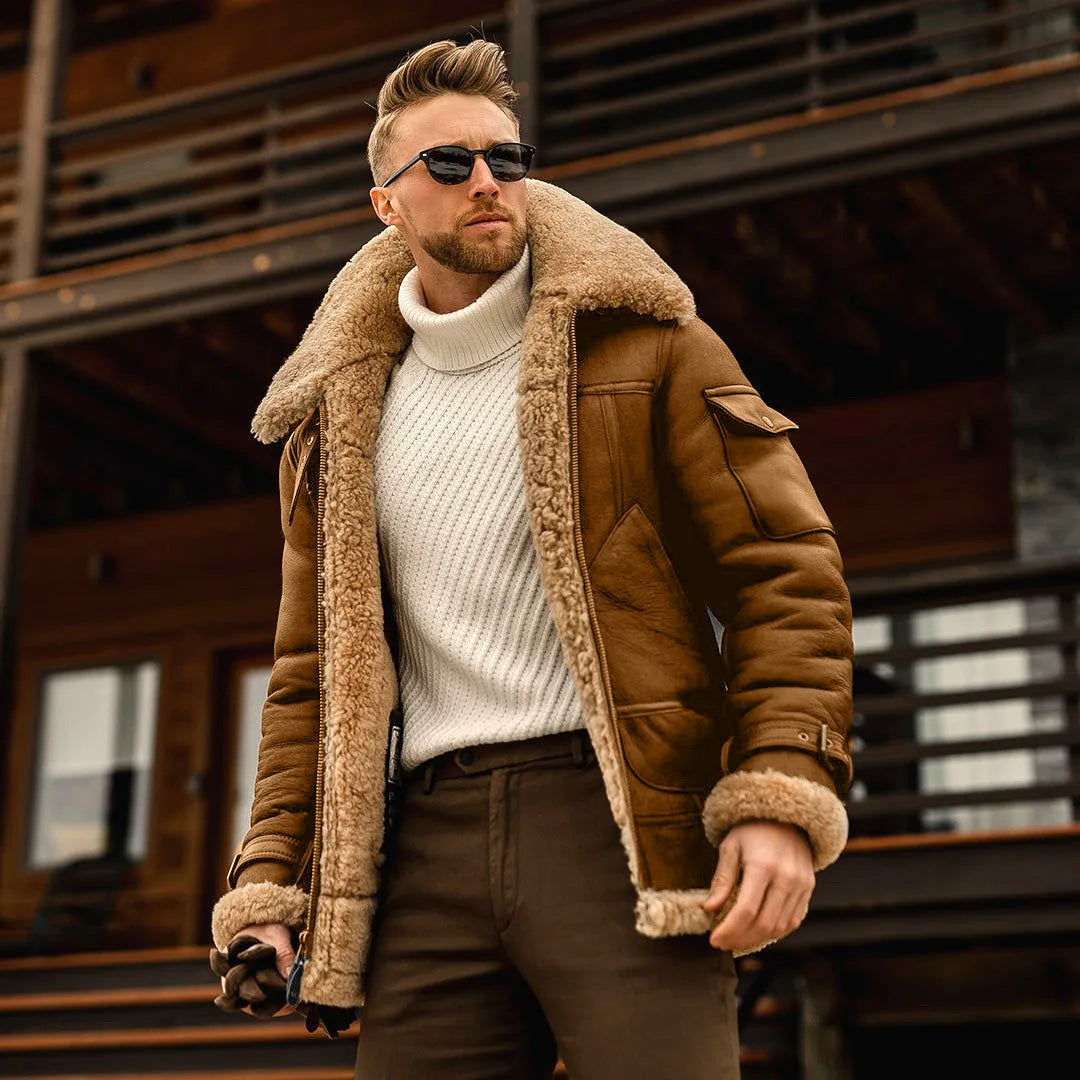 2025 Warm Winter Men's Fur All-in-One Thickened Imitation Leather Fur Jacke Tnew in Outerwears Men Jacket Fashion Male Clothes