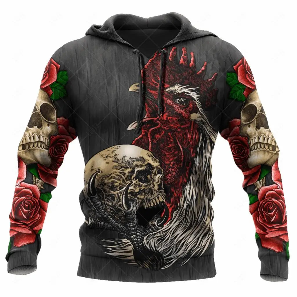 Mexican Hoodies Men's Hoodie 3D Print Mexican Rooster Graphics Tops Autumn Long Sleeve Streetwear Hooded Hoodie For Men Clothing