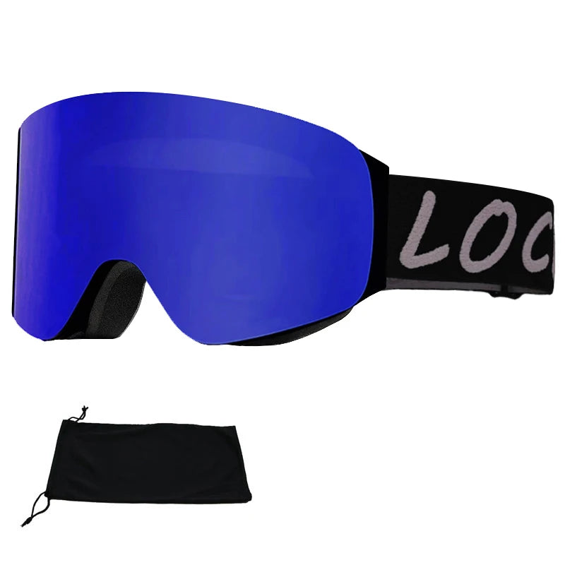 LOCLE Flip Up Magnetic Ski Goggles Men Women Snowboard Mask Anti-Fog Skiing Eyewear UV400 Snow Protection OTG Over The Glasses