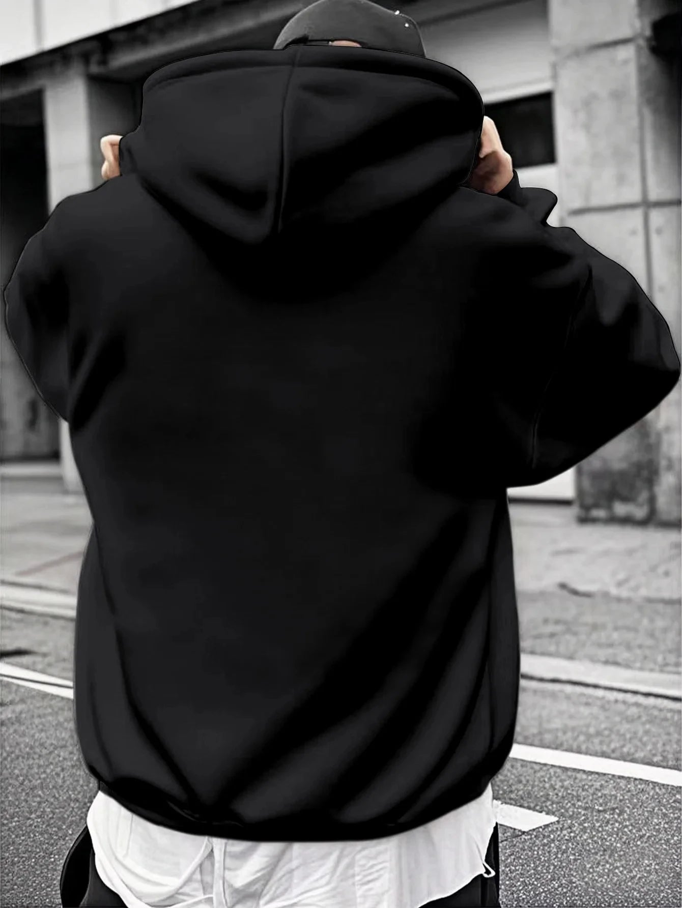 Men's Casual Winter Hooded Sweatshirt - Regular Fit, Machine Washable, Trendy Streetwear Pullover, Comfortable Knit Fabric