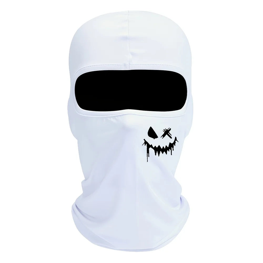 1 piece of smiling face printed men's and women's outdoor cycling face mask Balaclava hat windproof and sun protection sun hat