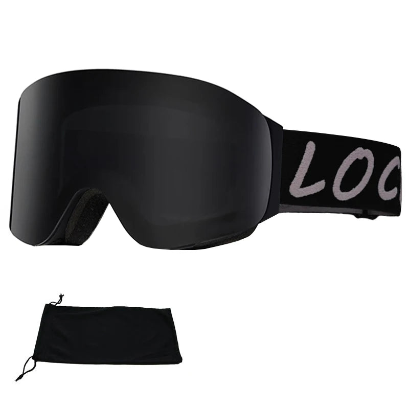 LOCLE Flip Up Magnetic Ski Goggles Men Women Snowboard Mask Anti-Fog Skiing Eyewear UV400 Snow Protection OTG Over The Glasses