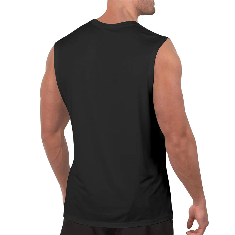 Summer men's solid color V-neck vest casual breathable sleeveless T-shirt vest suitable for fitness and sports
