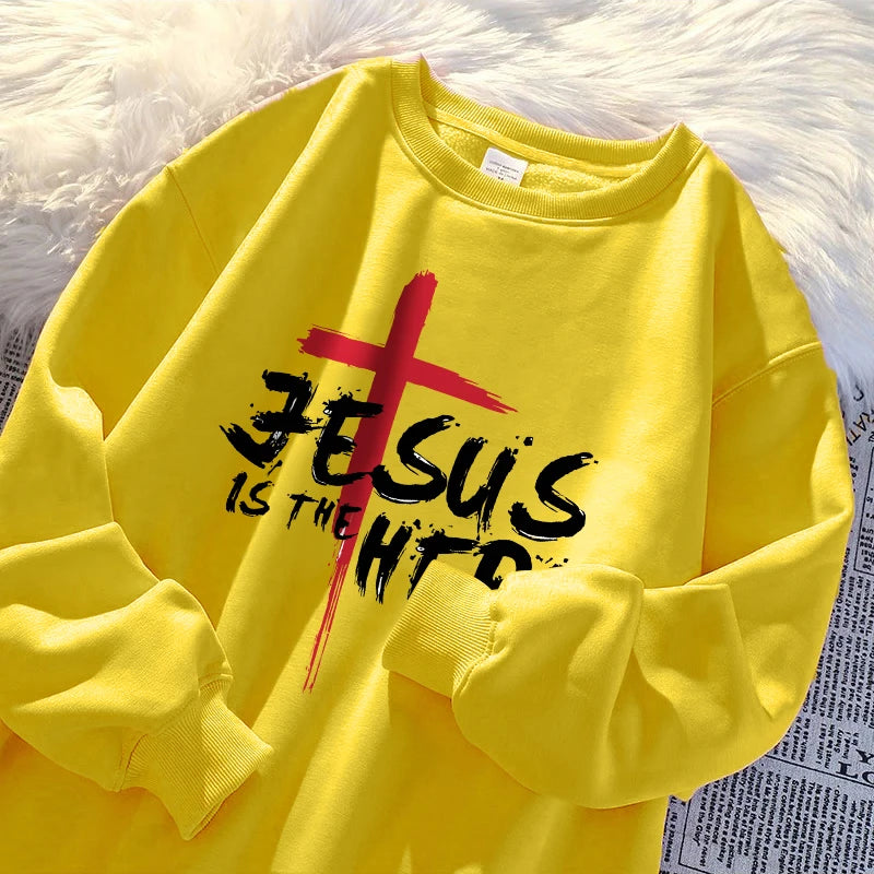 Jesus Is The Hero Sweatshirt Women Fashion Fleece Hoodies Autumn Fleece Hoodie Casual Oversize Clothing Male