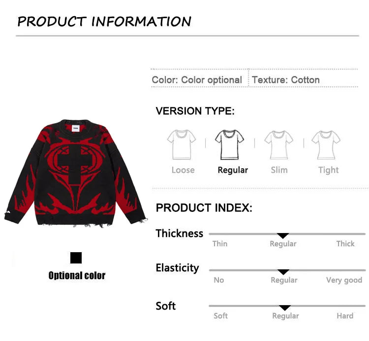 Men Sweater CMH Satan Club Pullover Knit Oversized Winter Gothic Long Sleeve Tops Graphic Streetwear Y2k Vintage Jumper Clothing