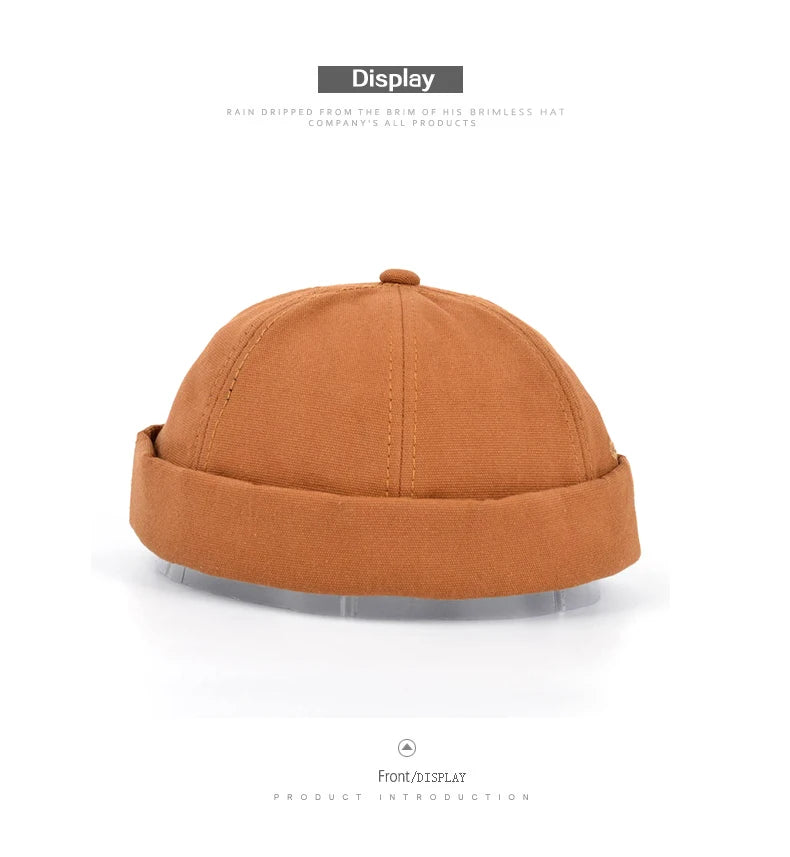 Bocca Vintage Docker Cap Brimless Hat Skullcap Retro Cotton Adjustable Soild Color Summer Autumn Spring Hip Hop Fashion