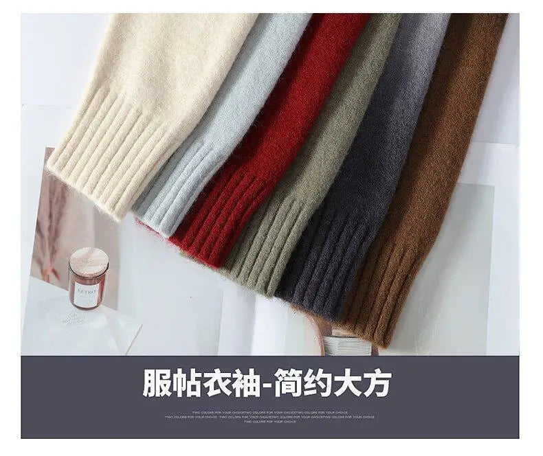 Men Turtleneck Sweater Classic Gradient Knitted Pullover Vintage American Fit Loose Harajuku Men's Knitwear Sweaters Multicolors