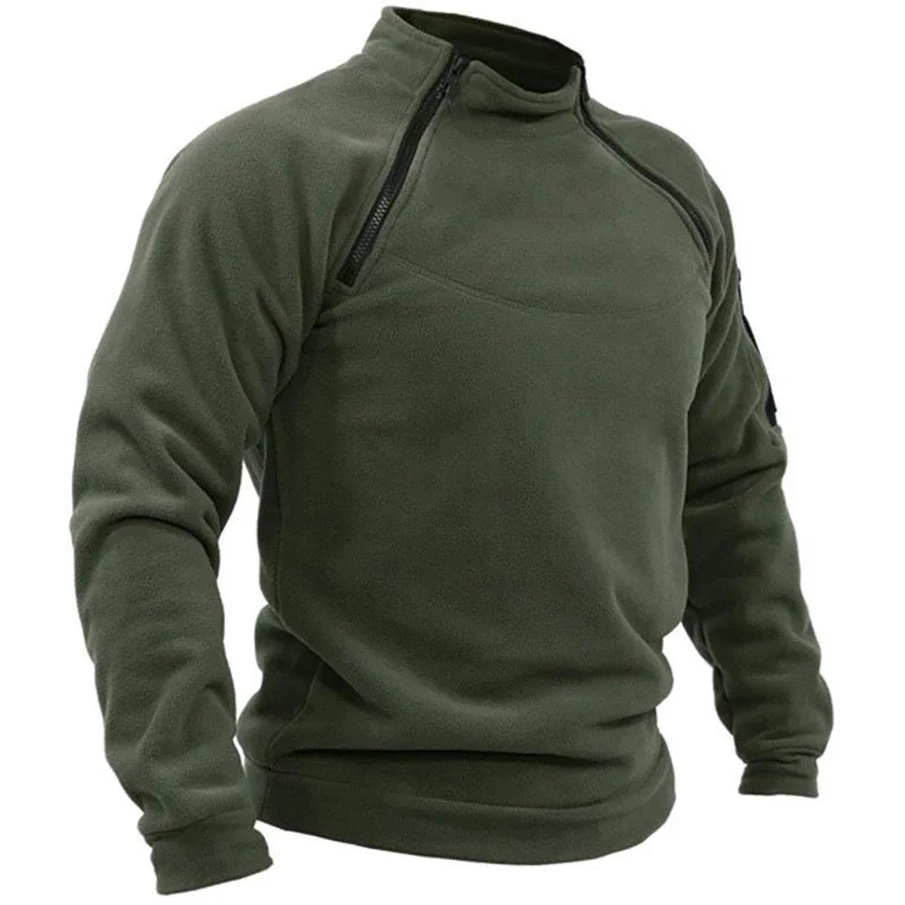 Men's Warm Polar Fleece Hoodies Spring Autumn Winter Tactical Long Sleeve Pullover Fashion Zipper Design Sweatshirt Streetwear
