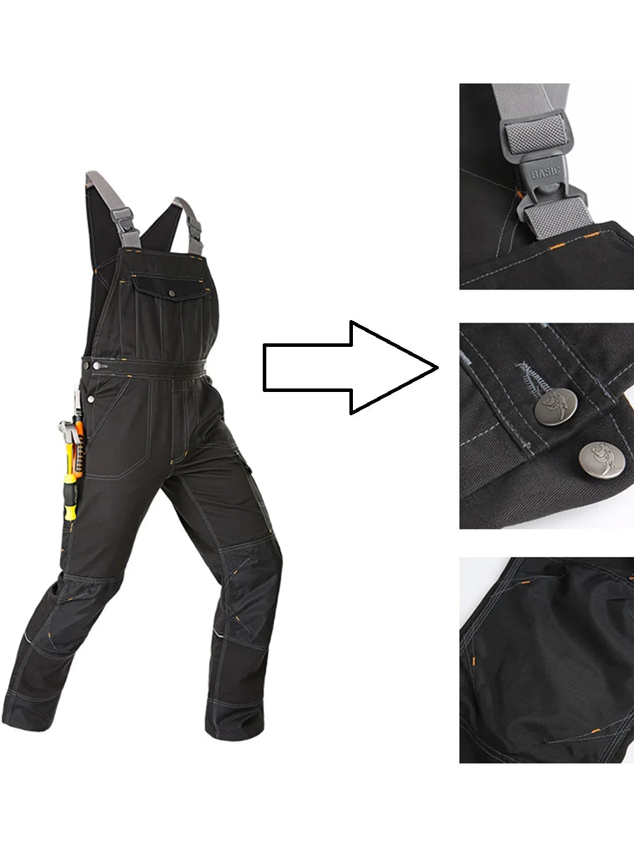 Welding Suit Working Bib Overalls Protective Working Jacket Men Workwear Tooling Uniform Mechanic Multi-Pocket Cargo Pants S-5XL