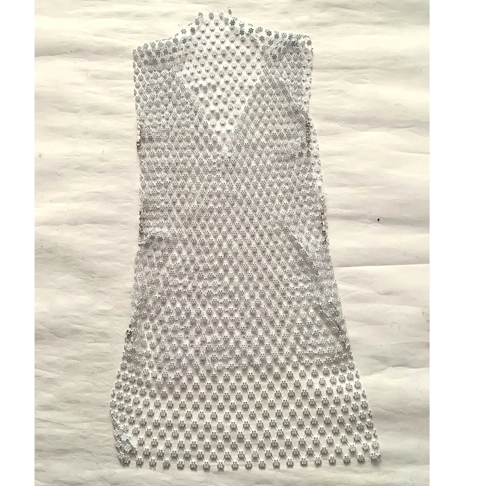 Summer shiny sequin sleeveless men fitness tank top Sexy plus size see through party club t shirt
