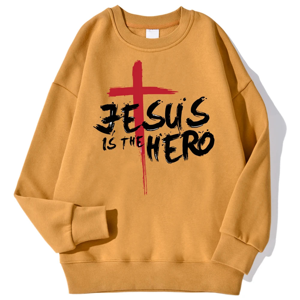 Jesus Is The Hero Sweatshirt Women Fashion Fleece Hoodies Autumn Fleece Hoodie Casual Oversize Clothing Male