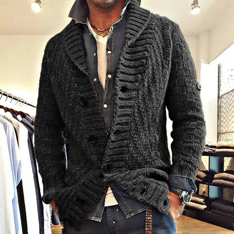 New Style Solid Color Sweater for Men in Autumn and Winter Retro Lapel, Knitted Long-sleeved Cardigan Sweater Coat S-3XL