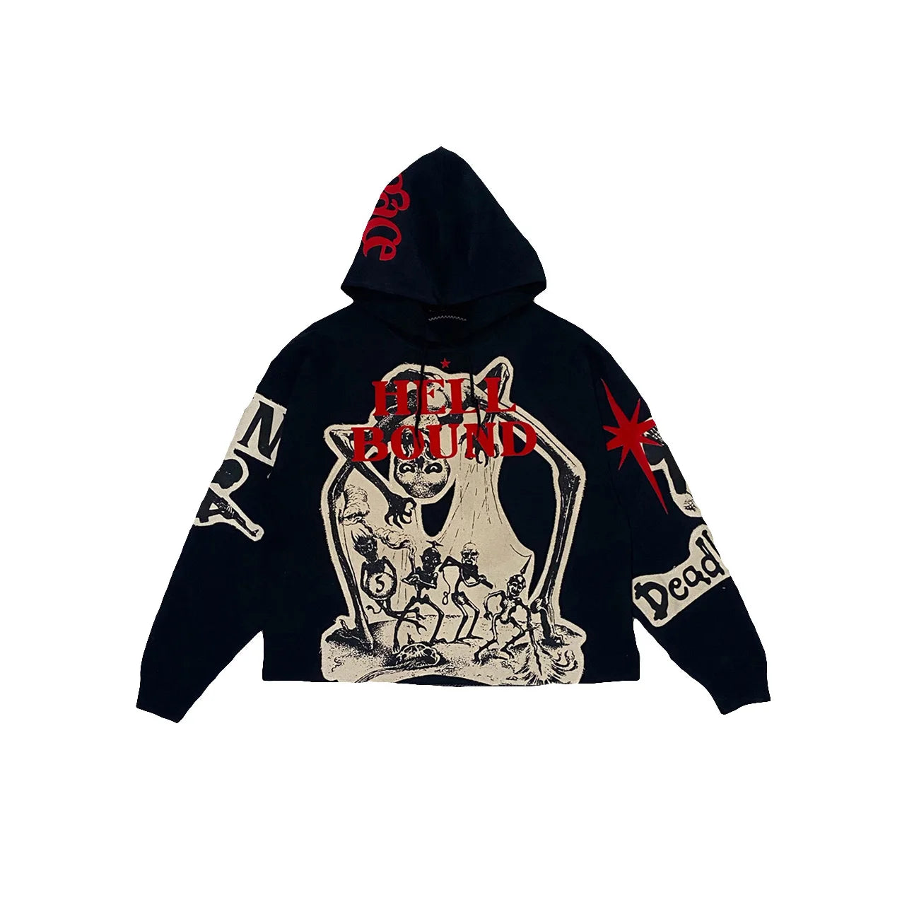 Outerwear Harajuku Casual Gothic Hooded Skull Print Hoodie Men's Retro Elastic Long Sleeve Loose Jacket Sweatshirt Y2K Streetwea