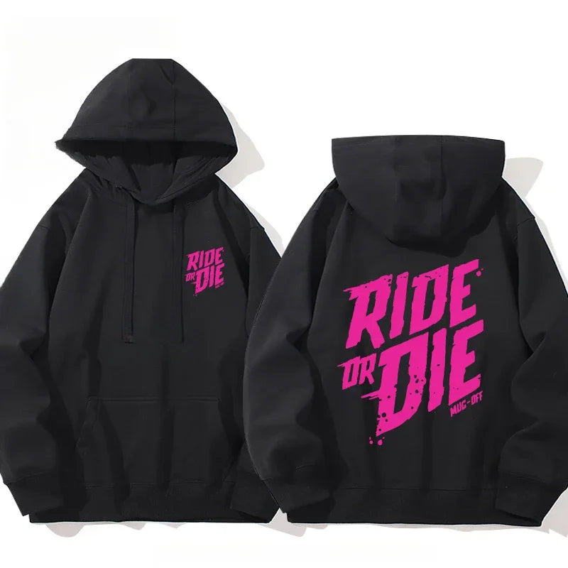 Men's Hoodie with Ride or Die Lettering Personalized Print Adult Pullover Sweatshirt Street Casual Hip-Hop Long-Sleeved Top