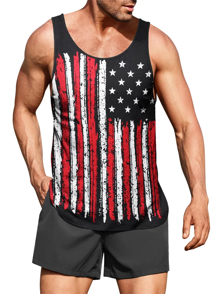 New Summer Men's Sleeveless T-Shirt Men's Outdoor Hawaii Classic Travel Wear Plus-Size Round Neck Palm Leaf 3D Printed Vest