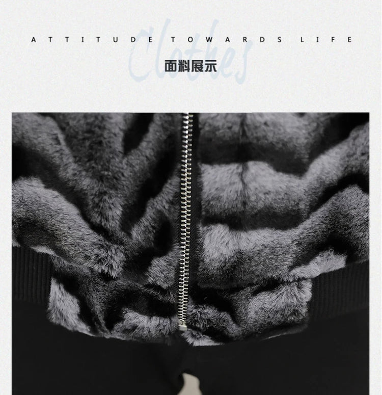 2022 Winter Faux Fur Mink Jackets Men Thicken Warm Imitation Fur Hooded Coat Slim Casual Business Social Jackets Men Clothing