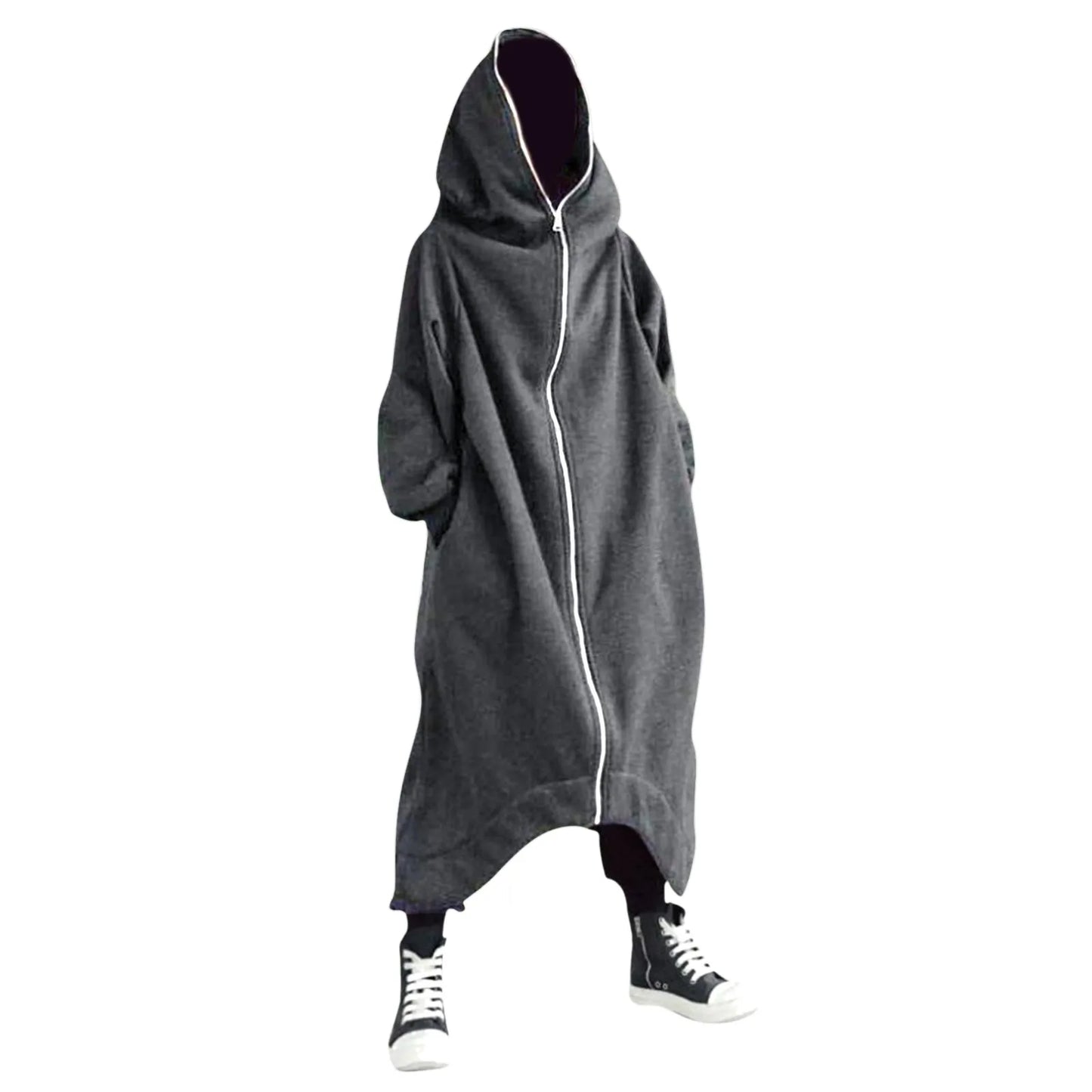 Men's Oversized Hoodies Outerwear Harajuku Fashion Dark Full Body Zip Up Hooded Sweatshirt Fashion Long Hooded Pullovers худи