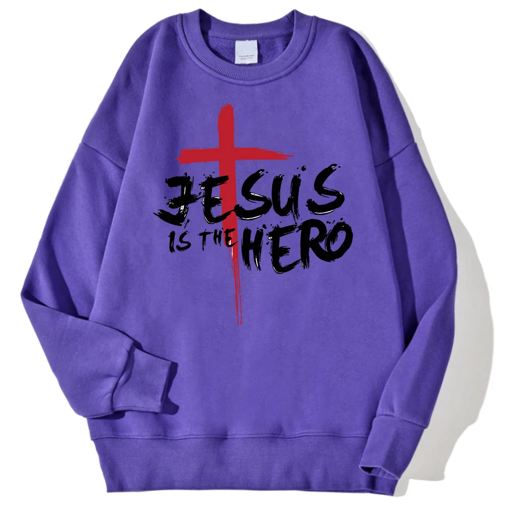 Jesus Is The Hero Sweatshirt Women Fashion Fleece Hoodies Autumn Fleece Hoodie Casual Oversize Clothing Male