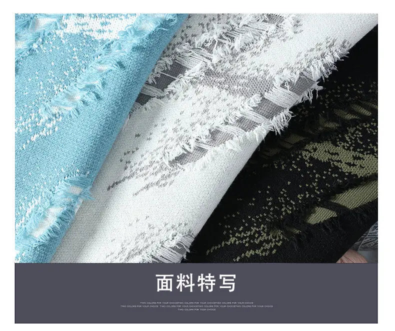2025 Autumn Men Casual Sweater Tassels Patchwok Cute Couple Sweaters Round Neck Long Sleeve Male Knitted Harajuku Pullover