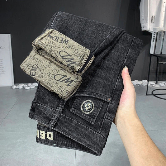 AutumnJeans Men's High-grade Spring and Autumn Style Tide Brand Slim Small Straight Summer Thin Men's Pants  New Mens Jeans