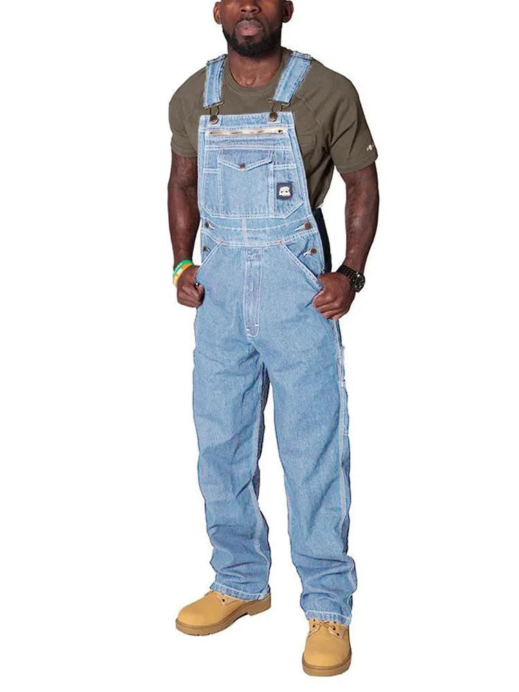 Men's Cargo Trousers Solid Jeans Overalls for Men Fashion Denim Jumpsuits Oversized Pants Men Clothing Full Length Tracksuit