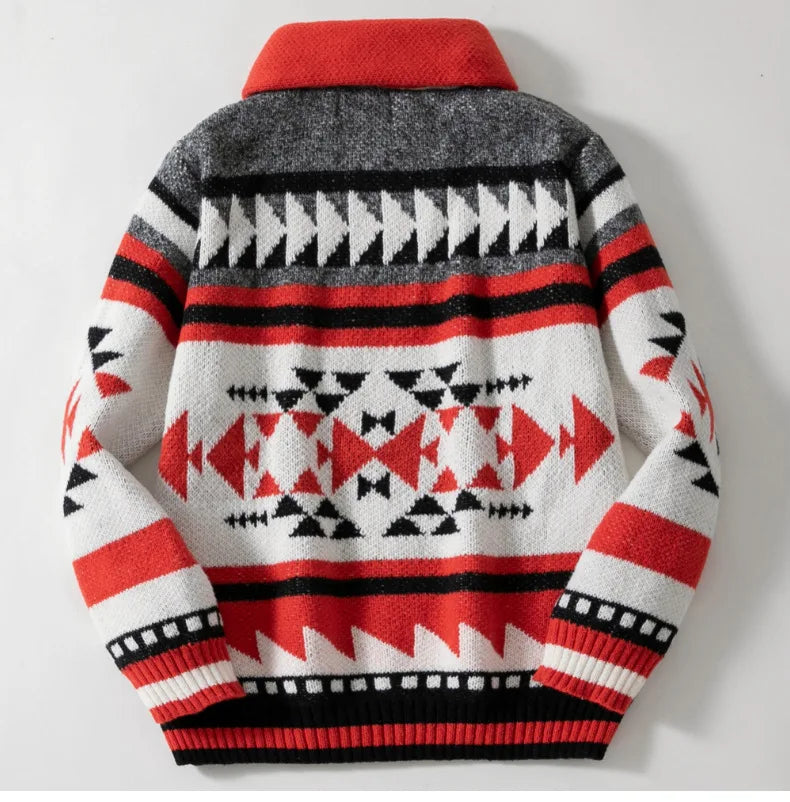 New Men's Long Sleeve Casual Knitted Sweaters High-grade Jacquard Lapel Cardigan Tops Autumn Winter Men Clothing Sweater Coats