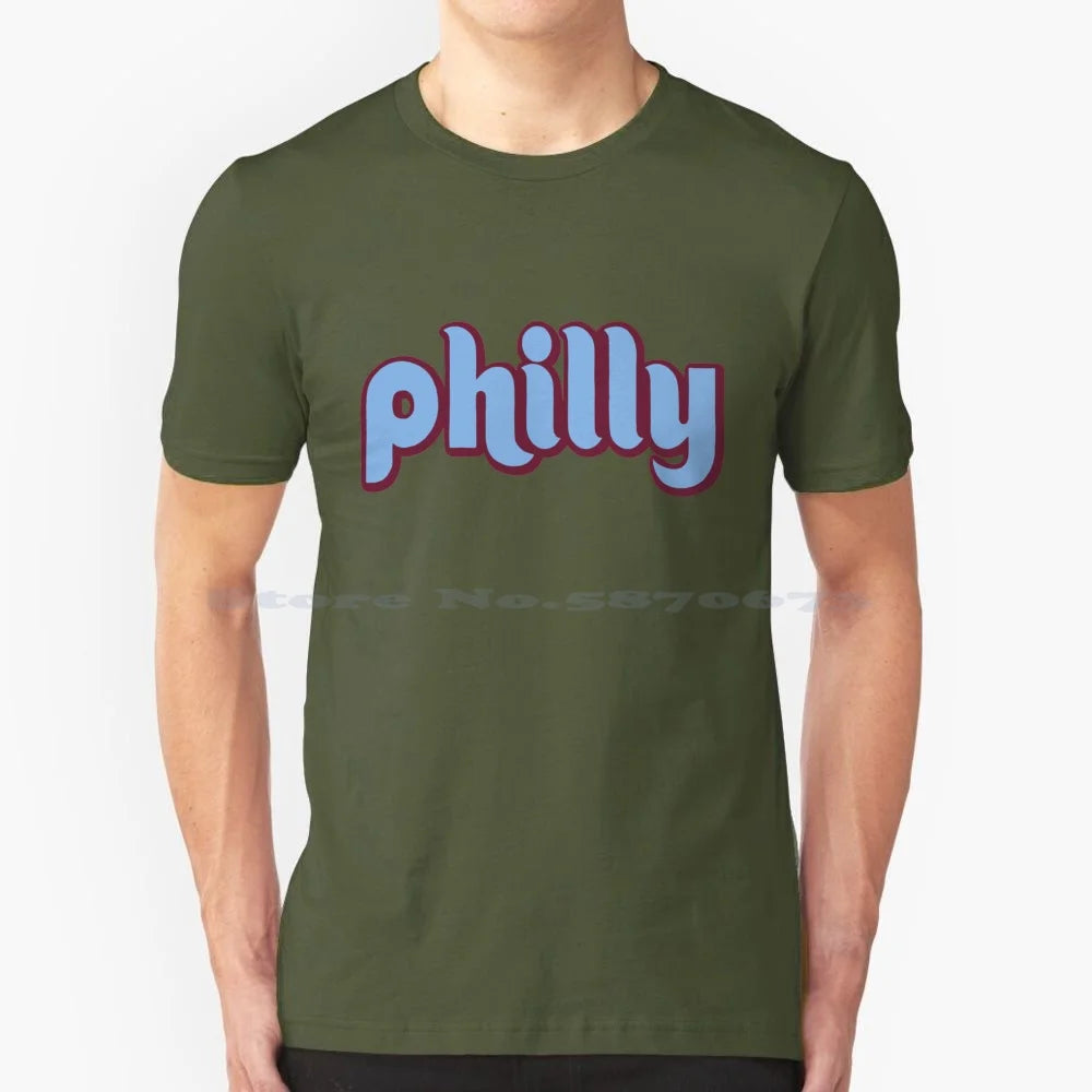 Philly Retro T Shirt 100% Cotton Tee Retro Philly Flyers Eagles History Die Hard Fans Philadelphia City Pennsylvania Blue