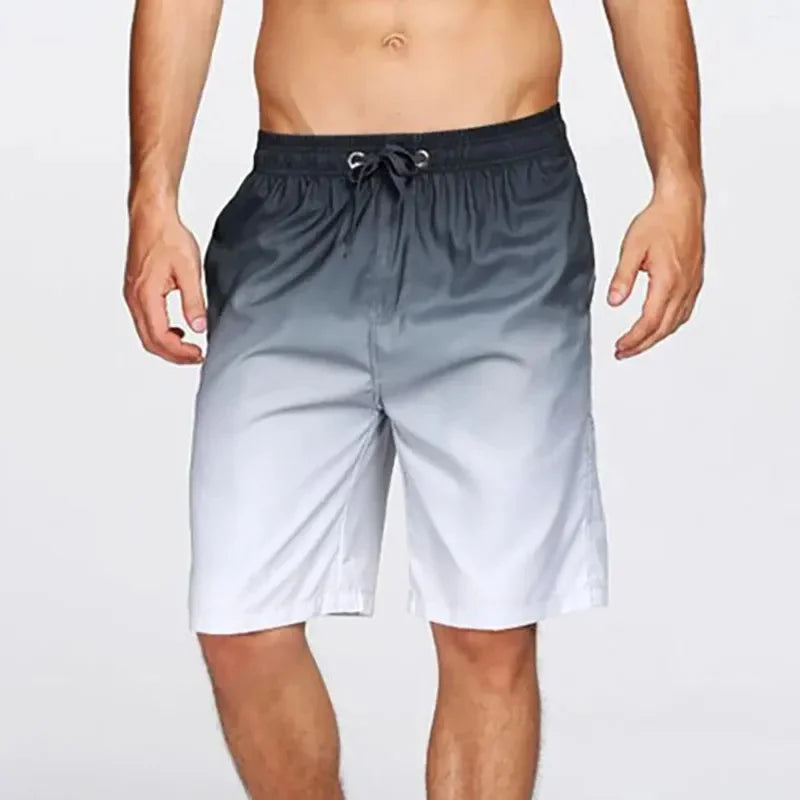 Gradient Pattern Swim Trunks For Men Colorful 3D Printed Beach Shorts Casual Summer Fashion Hawaii Holiday Surfing Board Shorts