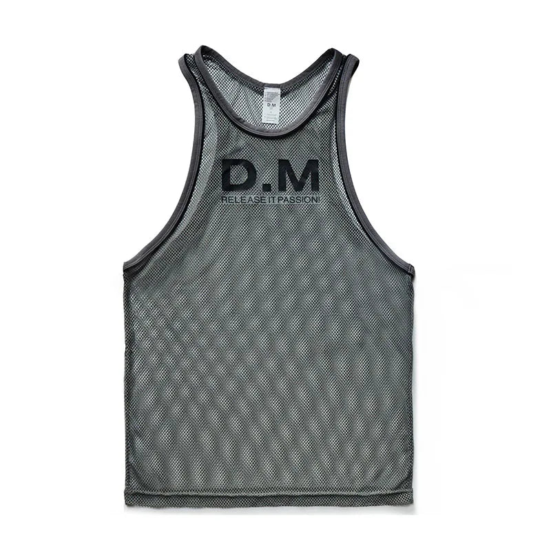 Ropa Hombre Tank Top Men Gym Shirt Mesh Breathable Roupas Masculinas Summer Loose Fitness Debardeur Hommes Bodybuilding Simple