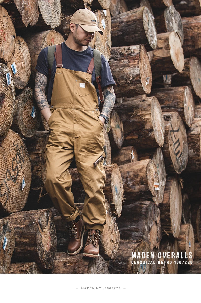 Vintage Jeans Overalls Mens Jumpsuit Cargo Work Pants Baggy Bib Contrast Stitch Denim Overalls Stitch Trousers