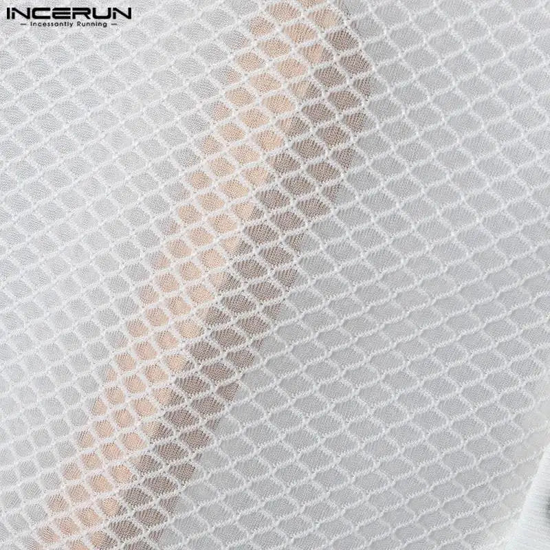 Fashion Leisure Style Tops INCERUN Men Personality Hollow Mesh Vests Summer Sexy Male Hot Sale V-neck Sleeveless Tank Tops S-5XL