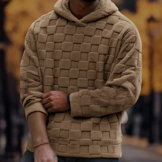 Men's autumn and winter thickened hooded sweatshirt, fashionable cut, suitable for daily outings, sports, shopping, travel