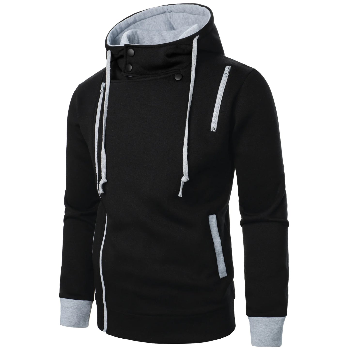 New Men Sweatshirts Jackets Korean Style Daily Casual Sportwear Simple Side Zipper Hooded Tracksuits Youth Hoodies Outerwear