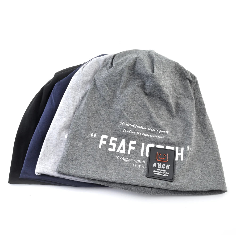 Men's Beanie Hats Autumn Outdoor Thin Casual Skullies Beanies Printing Letters Streetwear Hip Hop Bonnet Gorras Men Spring Hat